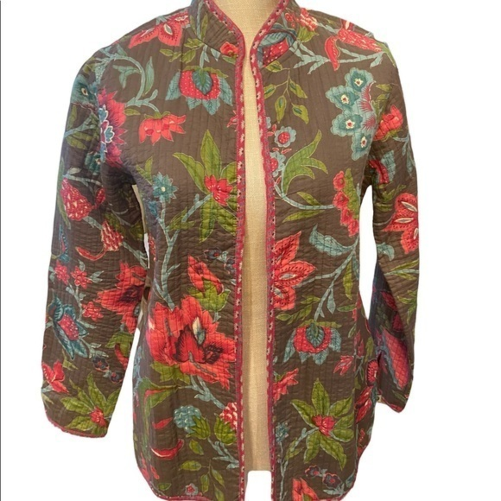 Quilted vintage floral jacket Handprint brand size small‎ cotton
